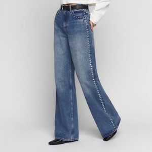 Reformation Carey high rise slouchy jean Chesapeake studded